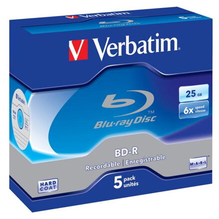 Verbatim BD-R, Single Layer 25GB, jewel box, 43715, 6x, 5-pack, pro archivaci dat