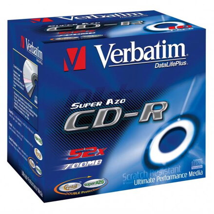 Verbatim CD-R, 43326, DataLife PLUS, 1-pack, 700MB, 52x, 80min., Crystal, jewel box, CENA ZA KUS