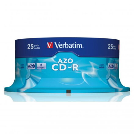 Verbatim CD-R, 43352, AZO Crystal, 25-pack, 700MB, 52x, 80min., 12cm, bez možnosti potisku, cake box, pro archivaci dat