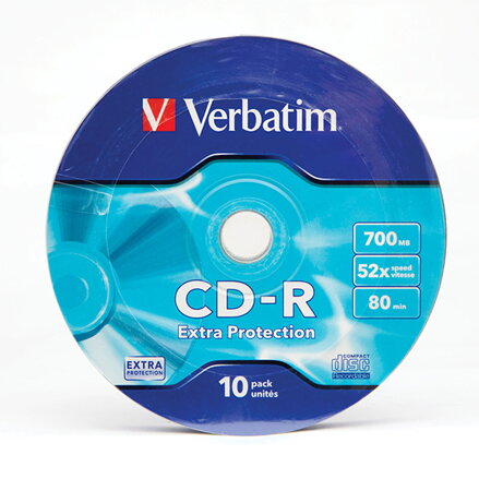 Verbatim CD-R, 43725, Extra Protection, 10-pack, 700MB, 52x, 80min., 12cm, bez možnosti potisku, wrap, pro archivaci dat
