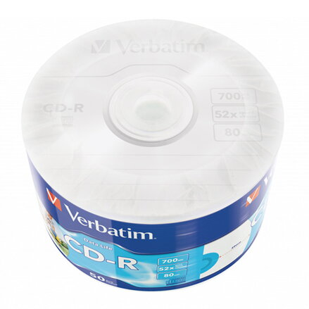 Verbatim CD-R, 43794, Inkjet Printable, 50-pack, 700MB, 50x, 80min., 12cm, wrap, pro archivaci dat