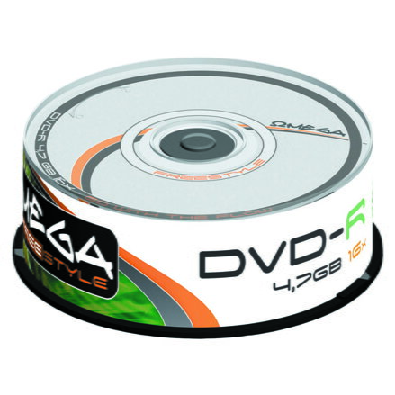 Omega Freestyle DVD-R, OMDF1625-, 25-pack, 4.7GB, 16x, 12cm, Standard, cake box, bez možnosti potisku, pro archivaci dat