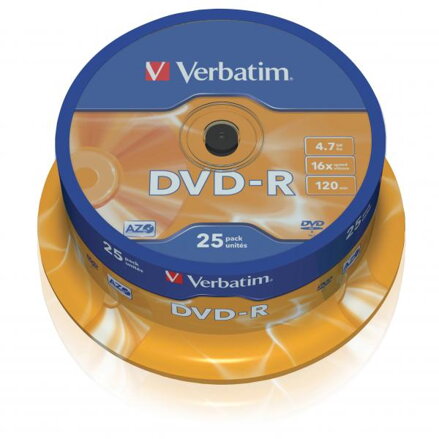 Verbatim DVD-R, Matt Silver, 43522, 4.7GB, 16x, cake box, 25-pack, bez možnosti potisku, 12cm, pro archivaci dat, DOPRODEJ