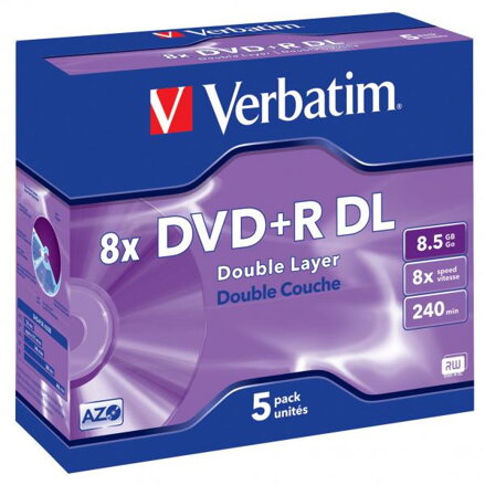 Verbatim DVD+R, DataLife PLUS, 43540, 8,5GB, 8x, jewel box, 1 KUS!!!, Scratch Resistant, CENA ZA KUS