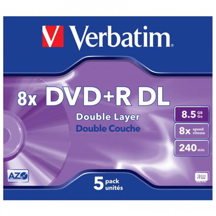 Verbatim DVD+R, DataLife PLUS, 43540, 8,5GB, 8x, jewel box, 1 KUS!!!, Scratch Resistant, CENA ZA KUS