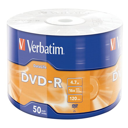 Verbatim DVD-R, Matt Silver, 43791, 4.7GB, 16x, wrap, 50-pack, bez možnosti potisku, 12cm, pro archivaci dat