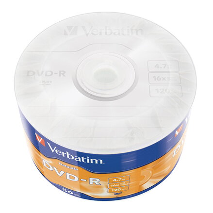 Verbatim DVD-R, Matt Silver, 43791, 4.7GB, 16x, wrap, 50-pack, bez možnosti potisku, 12cm, pro archivaci dat
