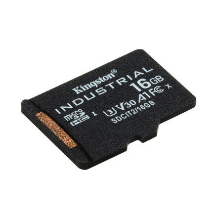 Kingston paměťová karta Industrial C10, 16GB, micro SDHC, SDCIT2/16GBSP, UHS-I U3 (Class 10), V30, A1, pSLC karta