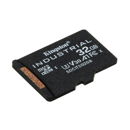 Kingston paměťová karta Industrial C10, 32GB, micro SDHC, SDCIT2/32GBSP, UHS-I U3 (Class 10), V30, A1, pSLC karta
