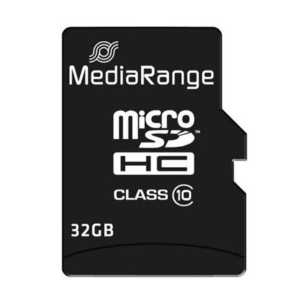 MediaRange Micro Secure Digital Card, 32GB, micro SDHC, MR959, UHS-I U1 (Class 10), s adaptérem