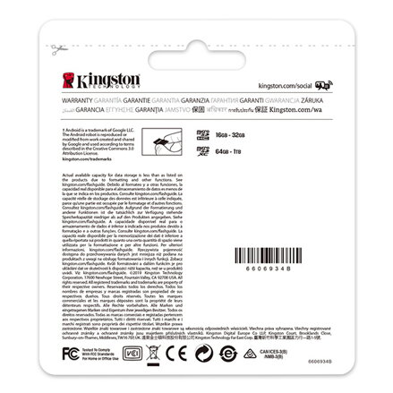 Kingston paměťová karta Canvas Select Plus, 512GB, micro SDXC, SDCS2/512GBSP, UHS-I U1 (Class 10), A1