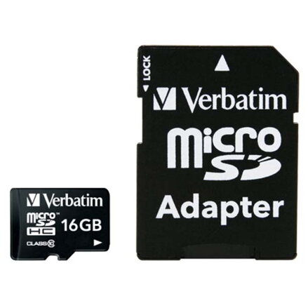 Verbatim paměťová karta Micro Secure Digital Card Premium, 16GB, micro SDHC, 44082, UHS-I U1 (Class 10), s adaptérem
