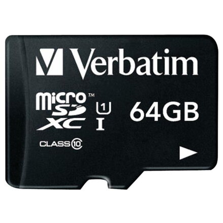 Verbatim paměťová karta Micro Secure Digital Card Premium, 64GB, micro SDXC, 44084, UHS-I U1 (Class 10), s adaptérem