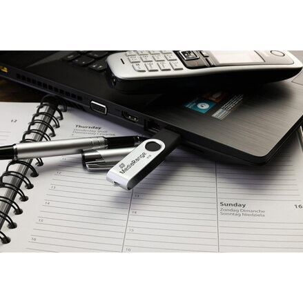 MediaRange USB flash disk, USB USB 2.0, 8GB, černý, MR908, USB-A