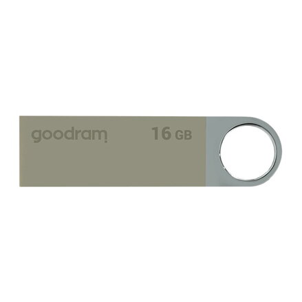 Goodram USB flash disk, USB 2.0, 16GB, UUN2, stříbrný, UUN2-0160S0R11, USB A, s poutkem