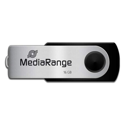 MediaRange USB flash disk, USB 2.0, 16GB, černý, MR910, USB A, swivel