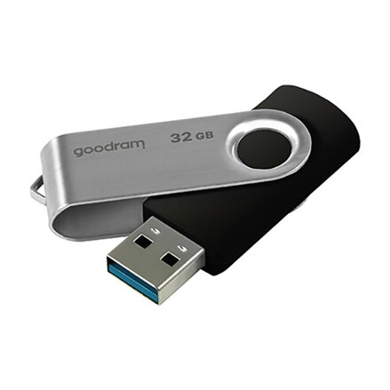Goodram USB flash disk, USB 3.0 (3.2 Gen 1), 32GB, UTS3, černý, UTS3-0320K0R11, USB A, s otočnou krytkou