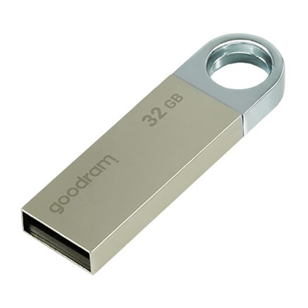 Goodram USB flash disk, USB 2.0, 32GB, UUN2, stříbrný, UUN2-0320S0R11, USB A, s poutkem