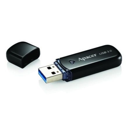 Apacer USB flash disk, USB 3.0 (3.2 Gen 1), 64GB, AH355, černý, AP64GAH355B-1, USB A, s krytkou