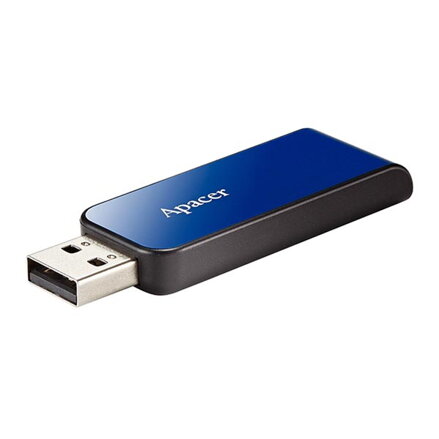 Apacer USB flash disk, USB 2.0, 64GB, AH334, modrý, AP64GAH334U-1, USB A, s výsuvným konektorem