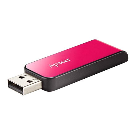 Apacer USB flash disk, USB 2.0, 64GB, AH334, růžový, AP64GAH334P-1, USB A, s výsuvným konektorem