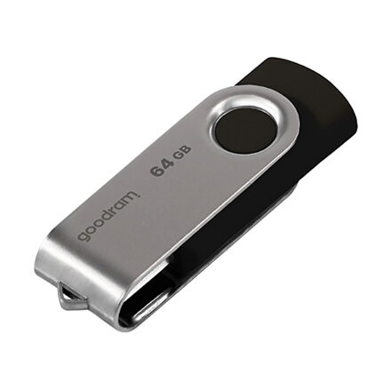 Goodram USB flash disk, USB 3.0 (3.2 Gen 1), 64GB, UTS3, černý, UTS3-0640K0R11, USB A, s otočnou krytkou