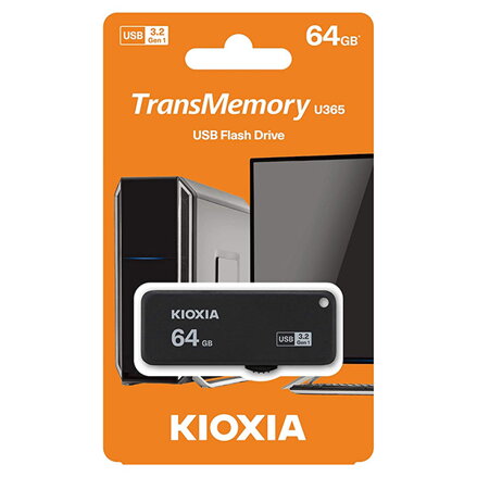 Kioxia USB flash disk, USB 3.0, 64GB, Yamabiko U365, Yamabiko U365, černý, LU365K064GG4