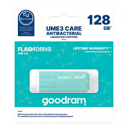 Goodram USB flash disk, USB 3.0, 128GB, UME3, UME3, černý, UME3-1280CRR11