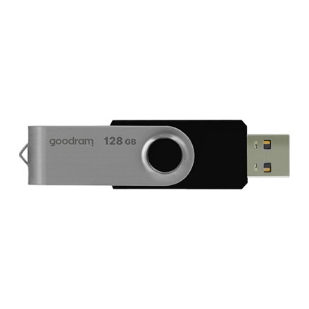 Goodram USB flash disk, USB 2.0, 128GB, UTS2, černý, UTS2-1280K0R11, USB A, s otočnou krytkou