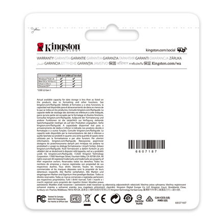 Kingston USB flash disk, USB 3.0 (3.2 Gen 1), 128GB, DataTraveler(R) Kyson, stříbrný, DTKN/128GB, s poutkem