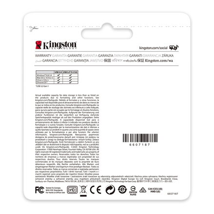 Kingston USB flash disk, USB 3.0 (3.2 Gen 1), 256GB, DataTraveler(R) Kyson, stříbrný, DTKN/256GB, USB A, s poutkem