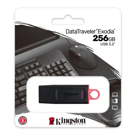 Kingston USB flash disk, USB 3.0, 256GB, DataTraveler Exodia, černý, DTX/256GB, USB A, s krytkou Kingston USB flash disk, USB 3.0, 256GB, DataTraveler Exodia, černý, DTX/256GB, USB A, s krytkou