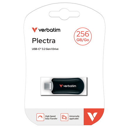 Verbatim USB flash disk, USB C, 256GB, Plectra, černý, 30226, USB C