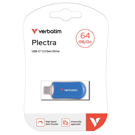 Verbatim USB flash disk, USB C, 64GB, Plectra, modrý, 30232, USB C