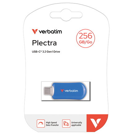 Verbatim USB flash disk, USB C, 256GB, Plectra, modrý, 30234, USB C