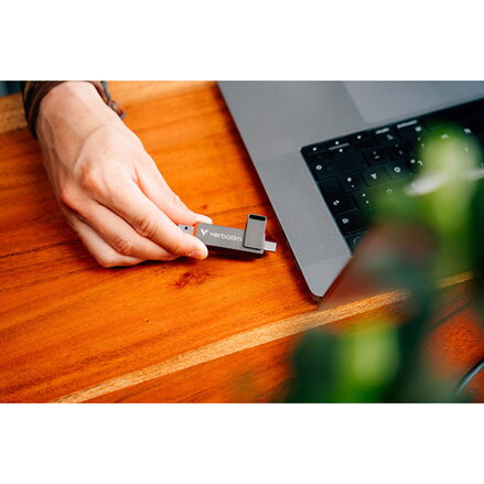 Verbatim USB flash disk, USB C a USB 3.2 Gen 1, 512GB, Dual QuickStick, šedý, 32042, USB C, s poutkem, DOPRODEJ