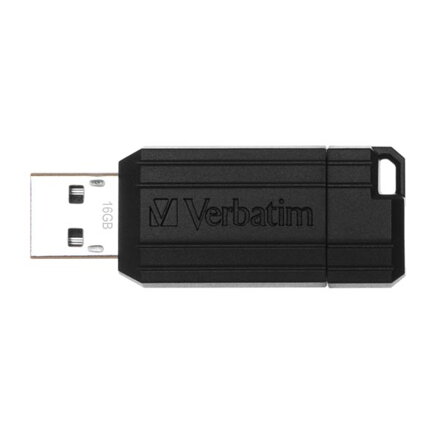 Verbatim USB flash disk, USB 2.0, 16GB, PinStripe, Store N Go, černý, 49063, USB A, s výsuvným konektorem