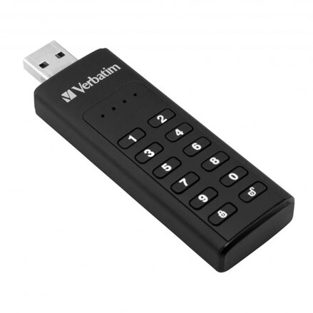 Verbatim USB flash disk, USB 3.0, 64GB, Keypad Secure, černý, 49428, 256bitové hardwarové šifrování AES, LED indikátor konektor US