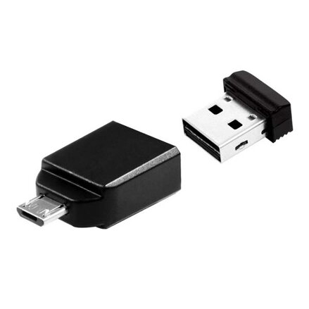 Verbatim USB flash disk, USB 2.0, 32GB, Nano, Store N Go, černý, 49822, USB A, s adaptérem USB Micro