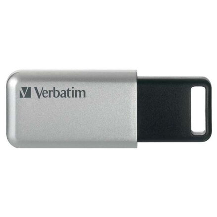 Verbatim USB flash disk, USB 3.0, 16GB, Secure Pro, Store N Go, stříbrný, 98664, USB A, AES 256-bit šifrování, s výsuvným konektor