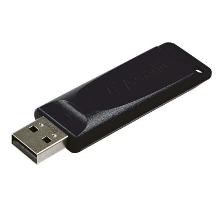 Verbatim USB flash disk, USB 2.0, 64GB, Slider, černý, 98698, USB A, s výsuvným konektorem