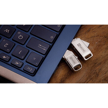 MyMedia MyDual USB 2.0, USB 2.0, 64GB, stříbrný, 69267, USB A / USB C, s krytkou