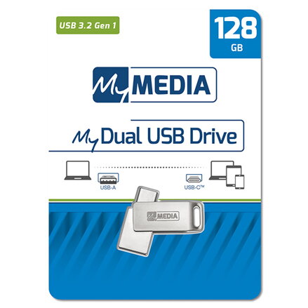 MyMedia MyDual USB 3.2 Gen 1, USB 3.2 Gen 1, 16GB, 69268, stříbrný, 69268, USB A / USB C, s otočnou krytkou