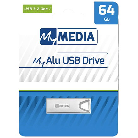 MyMedia USB flash disk, USB 3.2, 64GB, MyAlu, stříbrný, 69277, USB A