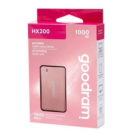 SSD Goodram externí USB 3.2 Gen. 2x2 Type-C, 1TB, HX200, SSDPR-HX200-1K0-RG, 1500 MB/s-R, 1400 MB/s-W