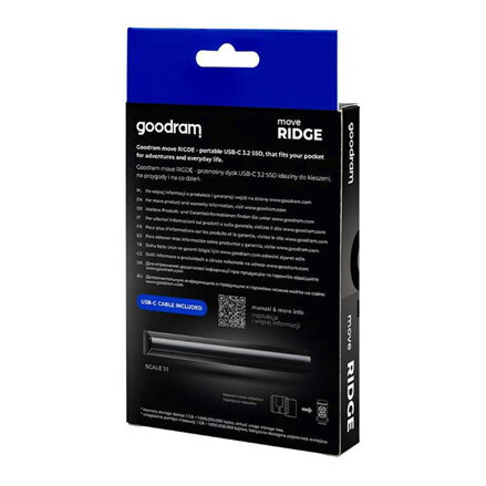 SSD Externí Goodram Move Ridge, SSDR-GMRE-01T-K0, 1000GB, černý, USB-C 3.2