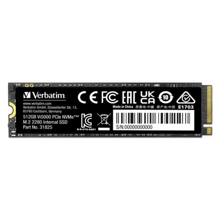 SSD Interní Verbatim Vi5000 M.2, 31825, 512GB, černý, 5000 MB/s-R, NVMe, 2500 MB/s-W