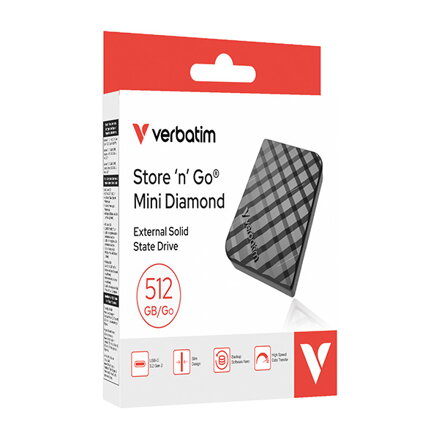 SSD Externí Verbatim Store ,n ,Go Mini Diamond, 32024, 512GB, černá, USB C