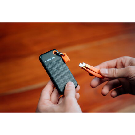 SSD Externí Verbatim Pocket SSD, 32190, 1000GB, Nero Backup, černo-oranžový, obsahuje USB C kabel a pytlík, 1000 MB/s-R, USB-C, 10