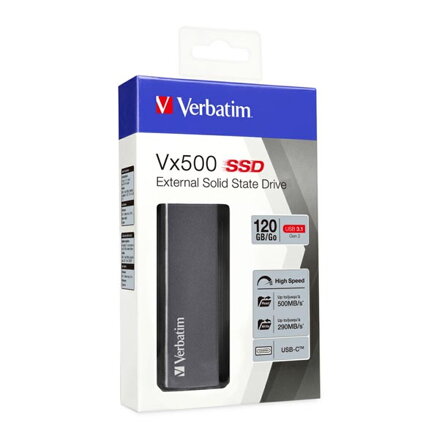 SSD Externí Verbatim Vx500, 47441, 120GB, stříbrný, 2.5", USB-C